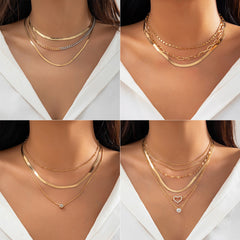 Multi-layer Snake Bone Chain Contrast Color Necklace