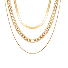 Multi-Layer Thick Chain Stacking Necklace Personality Three-Layer Clavicle Chain