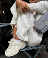 Long Sleeve Women's Knitted Deep V Dress