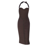 Knitted wide pit tie neck tight dress