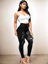 Women’s High-Waisted Elastic Ripped Skinny Jeans – Street Style Denim