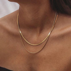 Women’s Retro Solid Color Double-Layer Twist Necklace