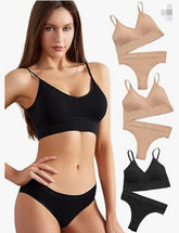 Women’s Push-Up Wireless Sports Bra Set – Thin Cup, 3-Pack