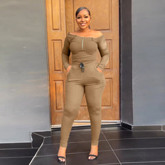 Women's Fashion Casual Exercise Off-shoulder Suit