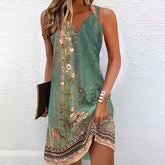 Women's A-Line Midi Tank Dress - Sleeveless Floral Summer Beach Dress