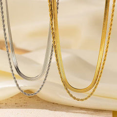 Women’s Retro Solid Color Double-Layer Twist Necklace