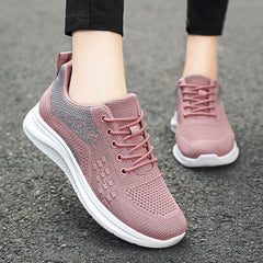 Women’s Lace-Up Breathable Sneakers – Lightweight Mesh Flat Casual Shoes