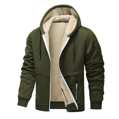Casual Hoodies For Men Heavyweight Fleece Sweatshirt Winter Thick Sherpa Lined Hooded Zipper Jacket Thick Streetwear Coats