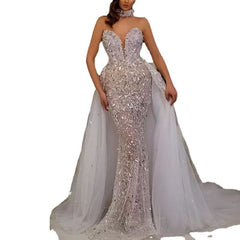 Sequined Fishtail Sleeveless Long Dress For Women