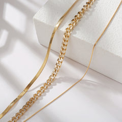 Multi-Layer Thick Chain Stacking Necklace Personality Three-Layer Clavicle Chain