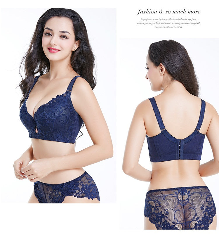 Adjustable Solid Color Lace Big Cup Thin Bra Women's Underwear
