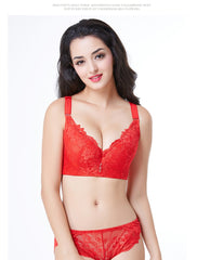 Adjustable Solid Color Lace Big Cup Thin Bra Women's Underwear