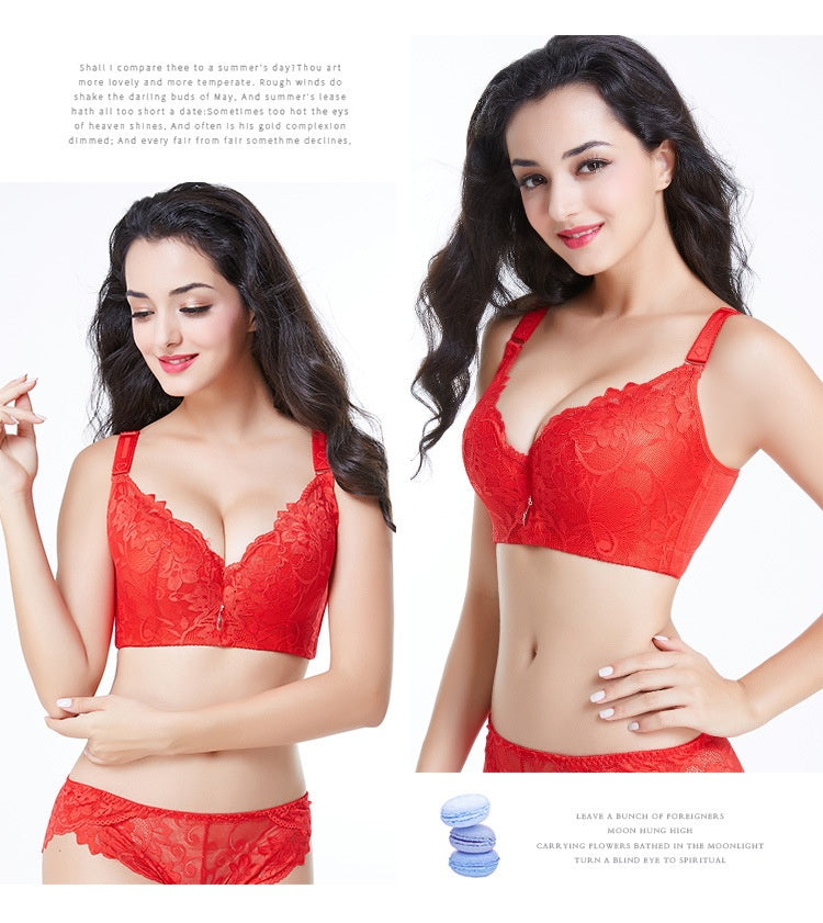 Adjustable Solid Color Lace Big Cup Thin Bra Women's Underwear