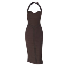 Knitted wide pit tie neck tight dress