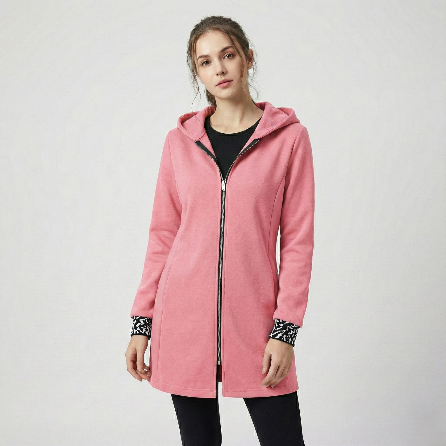 Women'S Elegant Hooded Zip-Up Jacket