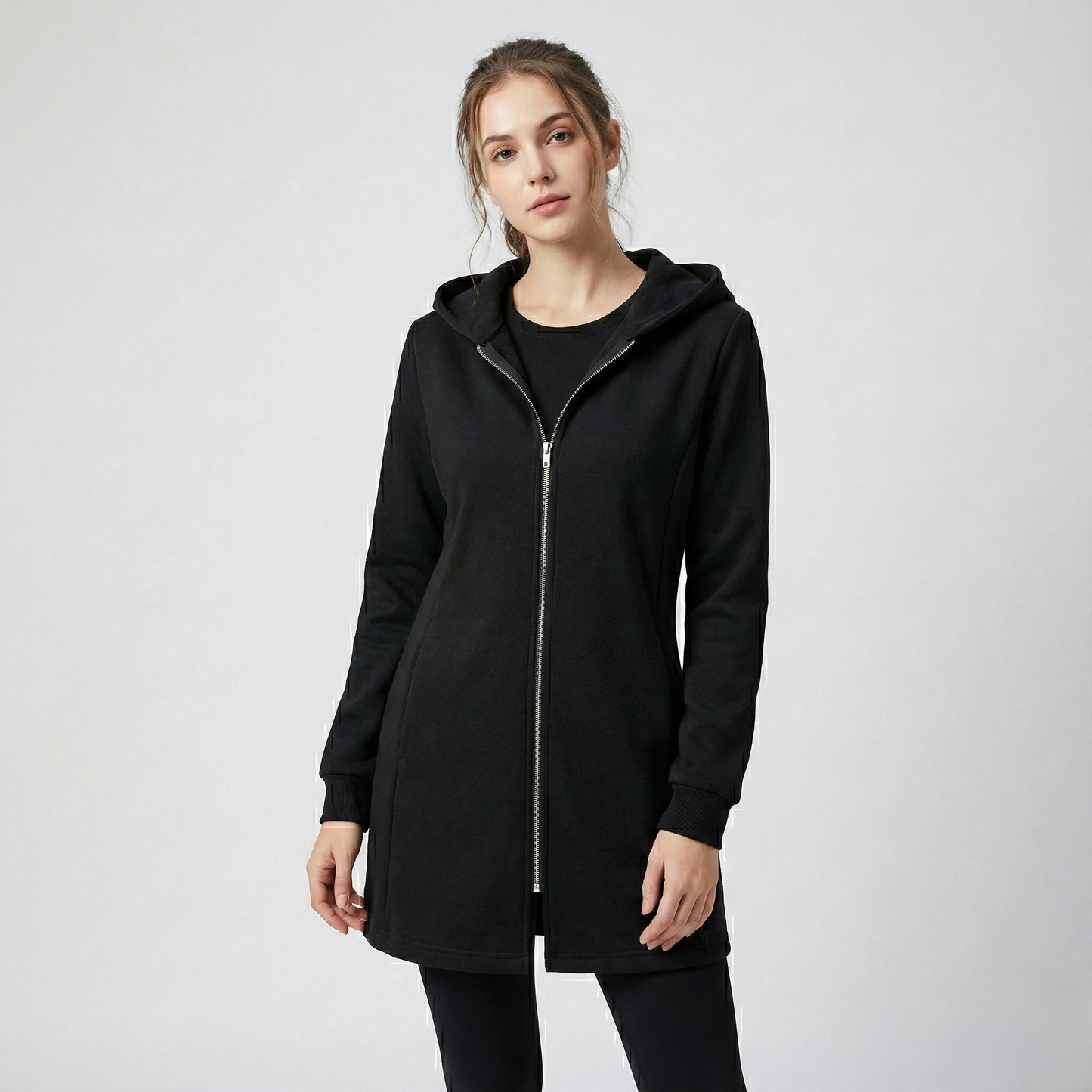 Women'S Elegant Hooded Zip-Up Jacket