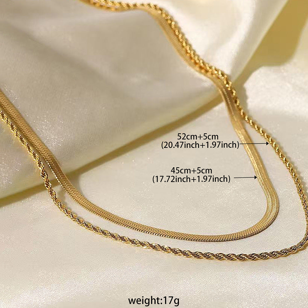 Women’s Retro Solid Color Double-Layer Twist Necklace