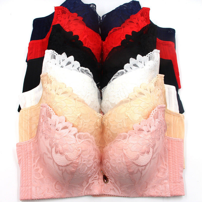 Adjustable Solid Color Lace Big Cup Thin Bra Women's Underwear