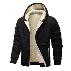 Casual Hoodies For Men Heavyweight Fleece Sweatshirt Winter Thick Sherpa Lined Hooded Zipper Jacket Thick Streetwear Coats