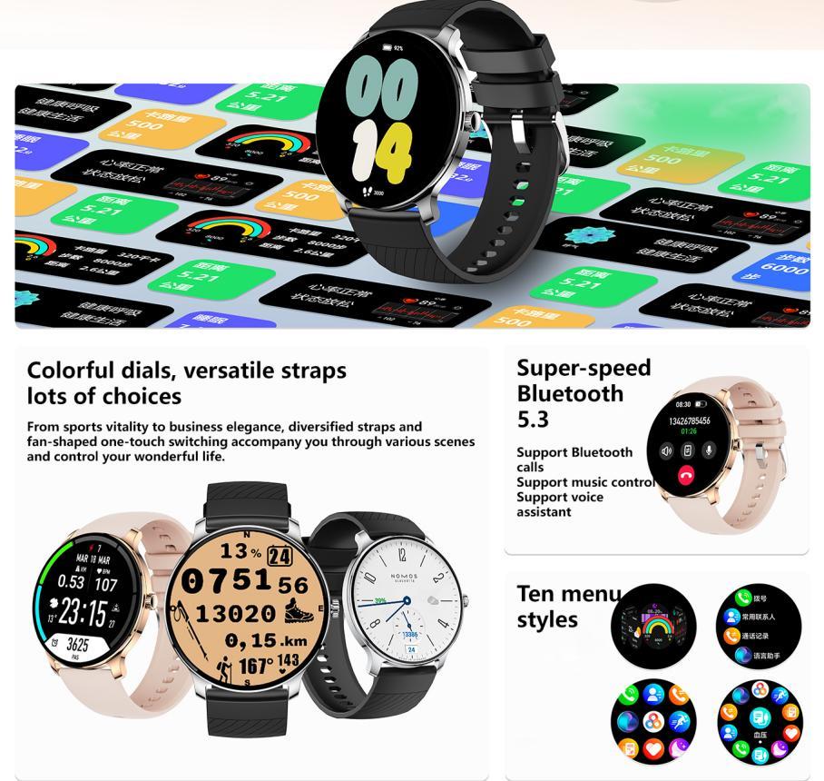 Ultra Slim 1.43” AMOLED Smartwatch – Fitness Tracker for Men & Women | iOS & Android Compatible