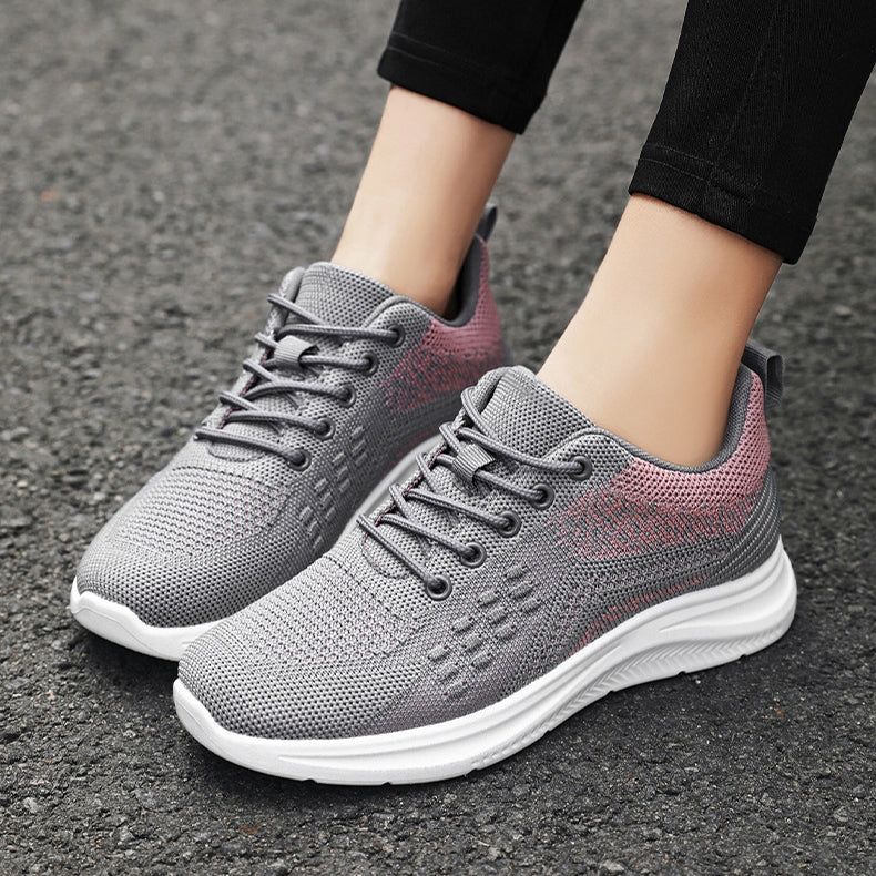 Women’s Lace-Up Breathable Sneakers – Lightweight Mesh Flat Casual Shoes